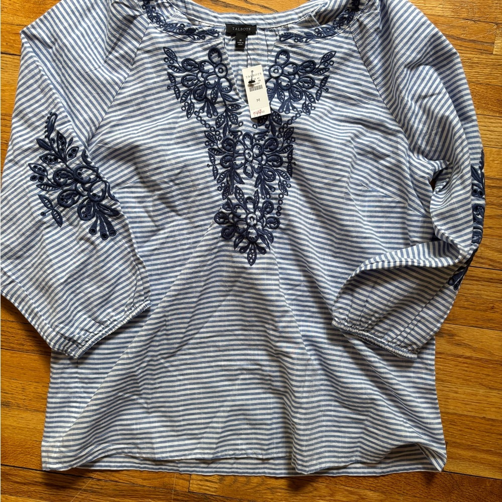 Talbots Blue Striped Women's Top